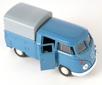 Blitz Versand Vw T1 Double Cabin Pick Up Blau Blue Welly Modell Auto 1:34 Neu H