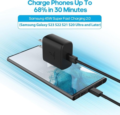 Super Fast Charging 45W USB C Wall for Galaxy S24 Ultra S23+ S22 Note20 S21 S20 - Picture 7 of 18