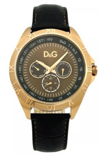 D&G Dolce & Gabbana Men's DW0835 Chamonix Rose Gold Brown Dial Brown Strap Watch