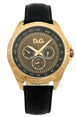 D&G Dolce & Gabbana Men's DW0835 Chamonix Rose Gold Brown Dial Brown Strap Watch