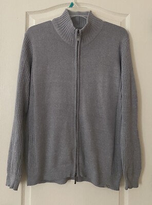 Hanbury Mens Fashion Size XL/52 Gray Full Zip Knit Jacket/Cardigan