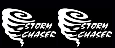 Storm Chaser Tornado Hurricane Two 6'' White Vinyl Decals Car Truck Van Bumper