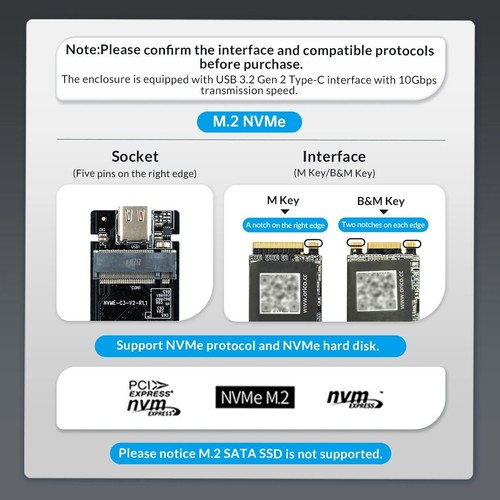 High Speed NVMe M.2 SSD Enclosure with built-in Heat Sink (SSD Not Included) - Picture 10 of 12
