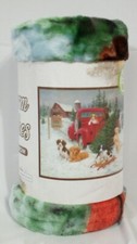 Raschel Warm Wishes Royal Plush Throw Christmas Blanket Puppy Truck 50in X 60in