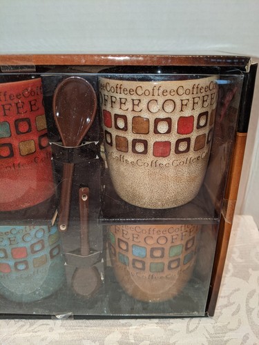Mr. Coffee Cafe Americano 8pc 13oz Stoneware Coffee Mug Set w Spoons *NEW* - Bild 3 von 6