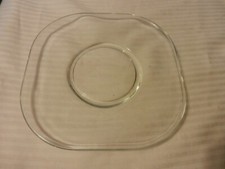Clear Glass Dessert Plate Square With Rounded Corners 8.125" Diameter