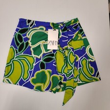 Zara printed pareo skort NWT Women  s Floral  Small green 7484 030 330 S