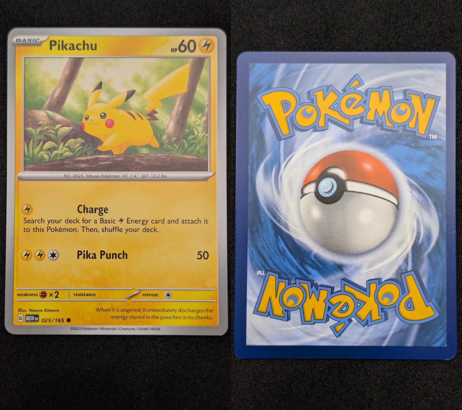 Pikachu 025/165 Common 151 Pokemon Near Mint