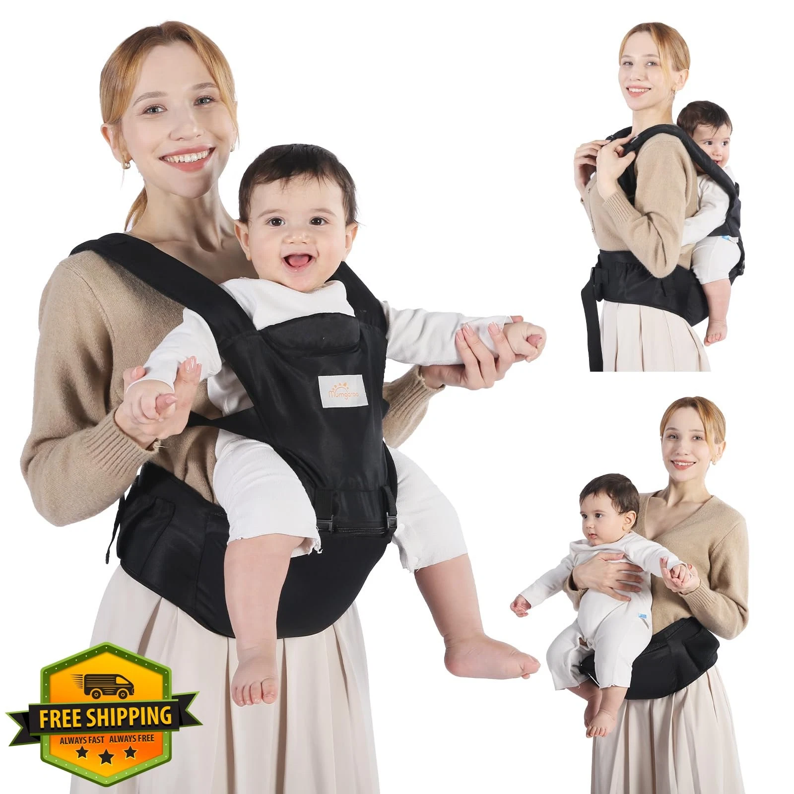 Mumgaroo Baby Carrier Hip Seat Black