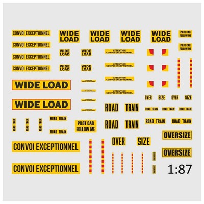 Waterslide Decals 1:87 Oversize Truck LKW Set   Modellbau H0 Zubehör Wide Load