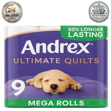 Image of Andrex Supreme Quilts Mega Toilet Roll, 9 Mega Rolls(13.5 Standard Toilet) 3-ply