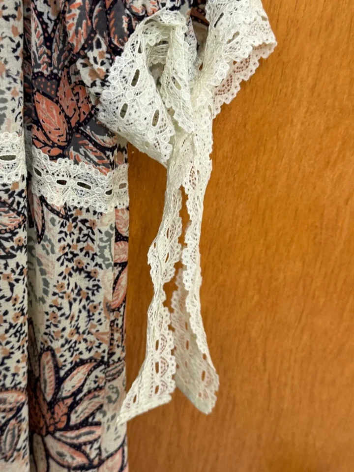 Free People Intimately Grasslands Lace Long Kimono Robe M/L Boho Festival Duster - Image 3 of 4