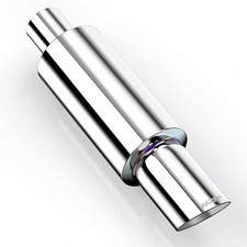 Exhaust Muffler Straight Through Stainless Steel 2 Intlet 3 Outlet Non Burnt