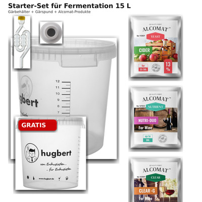 Cider Komplettset 15L für Apfelwein Hefe Nährstoff klar Gärbehälter Gärrohr TOP!