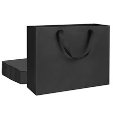 12 pcs Kraft Gift Bags - Extra Large Size 16x6x12 Inches, Black Paper Shoppin...