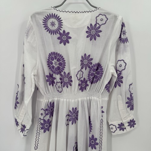 Nimo With Love Kleid weiß und lila Azurit Gr. XL Neu mit Etikett Baumwolle bestickt - Bild 9 von 12