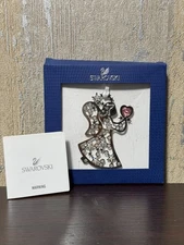 Swarovski Angel Ornament with a Pink Heart, Moonlight Crystal