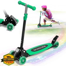 Kids 3 Wheel Scooter Lights Foldable Lean-to-Steer 3-7 Years