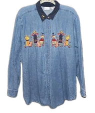 Bobbie Brooks 22W-24W Women's Plus Shirt Autumn Fall Harvest Pumpkin Scarecrow 