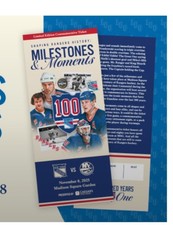 2025 New York Rangers Centennial Milestones And Moments Commemorative Ticket SGA