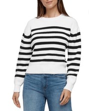 NWT Gap Women's Soft Woven Fabric Pull-On Relaxed Fit Crewneck Sweater StripeXXL