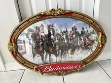 Vintage Anheuser Busch Budweiser Clydesdale Bubble Sign 20”x 30” Wall Hanging
