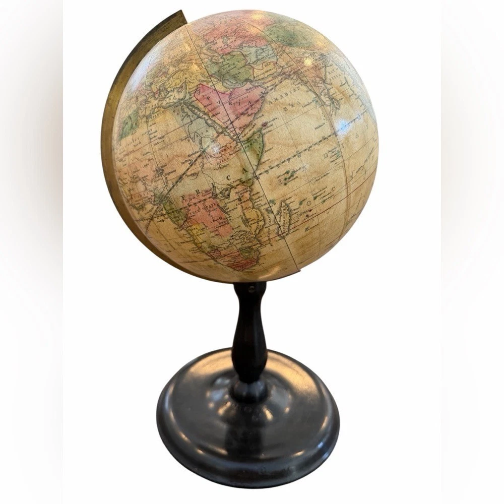 PETIT GLOBE TERRESTRE Ancien Mappemonde Taride Tole 1950/1960? EUR 19