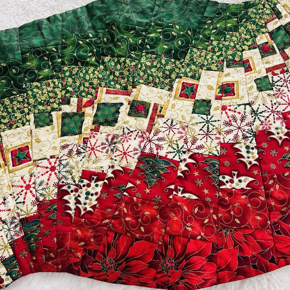 🎄 Corredor de Mesa Hecho a Mano Acolchado Navidad/Otoño Reversible 40” x 20” Curvo Foto 4 de 4