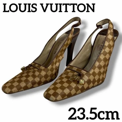 Chaussures Louis Vuitton escarpins talon damier EU 36,5 US 6,5 marron authent... - Photo 1/4