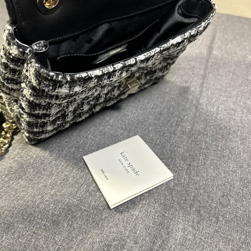 Kate Spade Square Natalia Black White Houndstooth crossbody purse chain strap - Picture 15 of 17