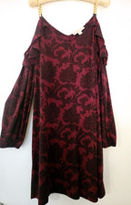 Michael Kors Dress Cold Shoulder  Chain Long Sleeve Burgundy L