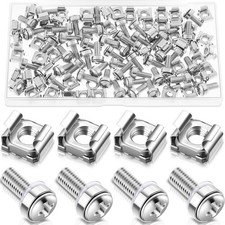 50 Sets M6 x 20 mm Rack Mount Cage Nuts Screws Washers Server Cabinet Silver