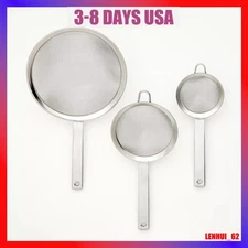 3pc (3", 5", and 8") Stainless Steel Mesh Strainer Set Silver - Figmint™