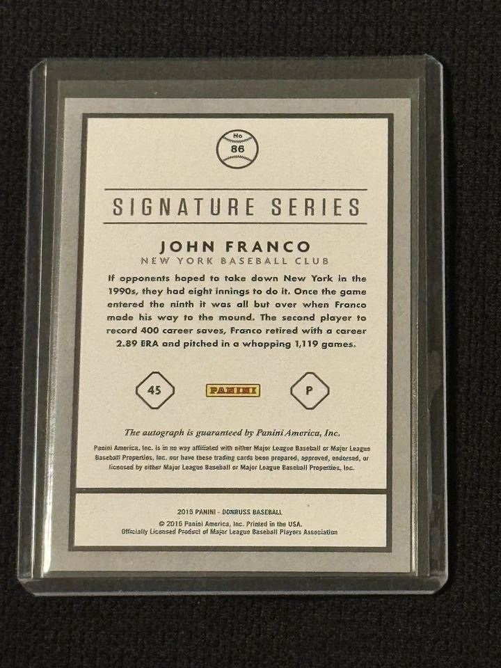 Panini Donruss John Franco 2015 automático/10 oro #86 Mets Reds Foto 3 de 3