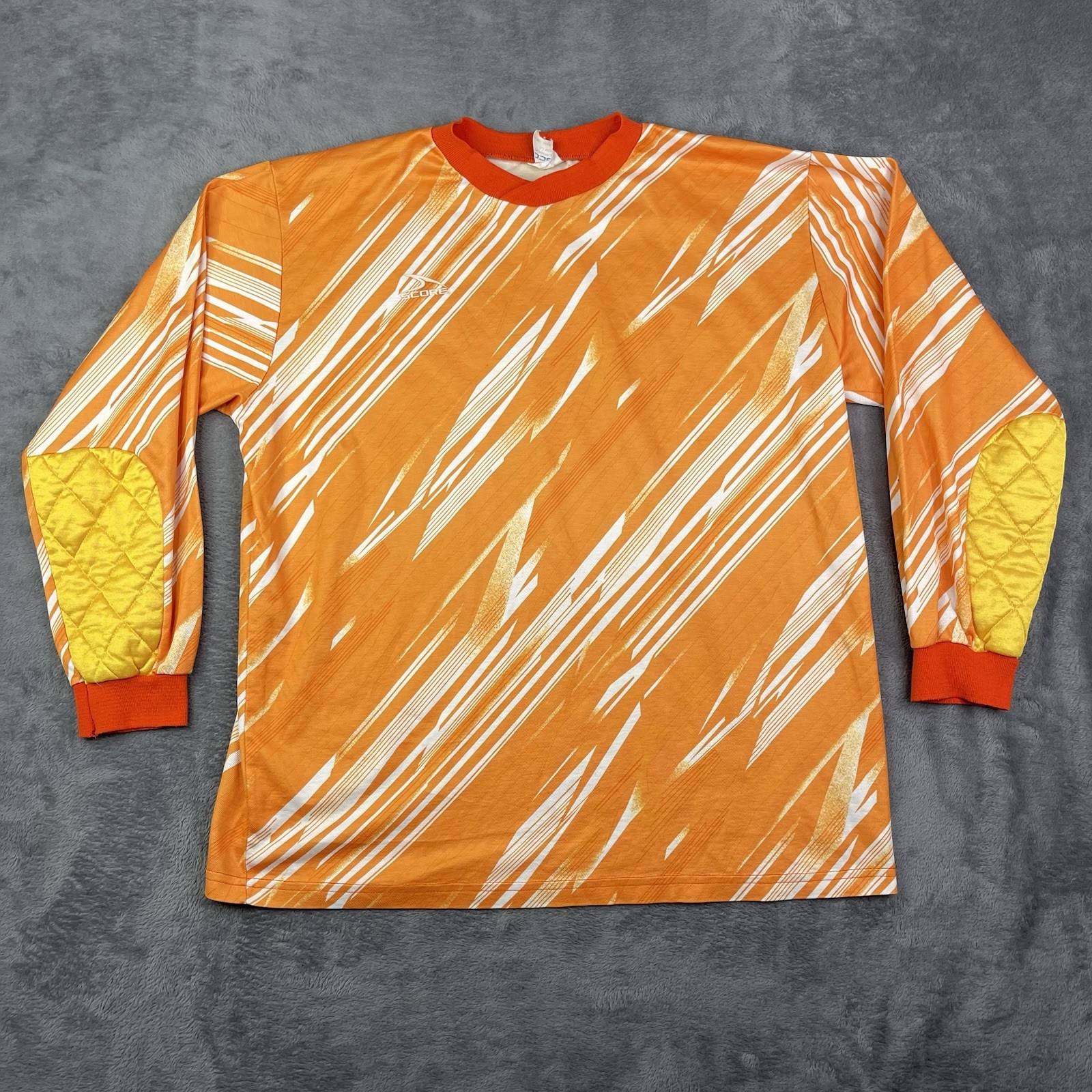 Vintage Score Soccer Jersey Men XL Orange Goalkeeper Padded Goalie Blank USA 90s