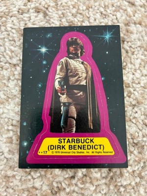 STARBUCK ROOKIE DIRK BENEDICT 1978 STICKER BATTLESTAR GALACTICA TOPPS CARD !