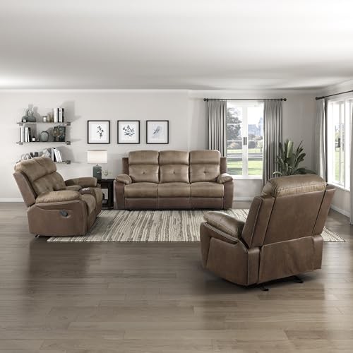 Marianna 3-Piece Reclining Living Room Sofa Set, Brown 3-Piece Set - Picture 2 of 7