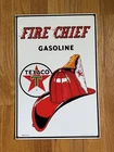 Vintage Texaco Fire Chief Gasoline Metal Sign Ande Rooney 1986 USA 10.5”x16"