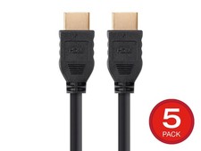 Monoprice High Speed HDMI Cable - 8ft - Black, No Logo 5-Pack 18Gbps, 30AWG