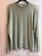 New Easel Mineral Wash Sweatshirt Pullover Green Long Sleeve Small Top