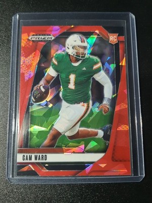 Cam Ward - Prizm Draft Picks 2025 - Titans, Miami Hurricanes - Red Ice - RC
