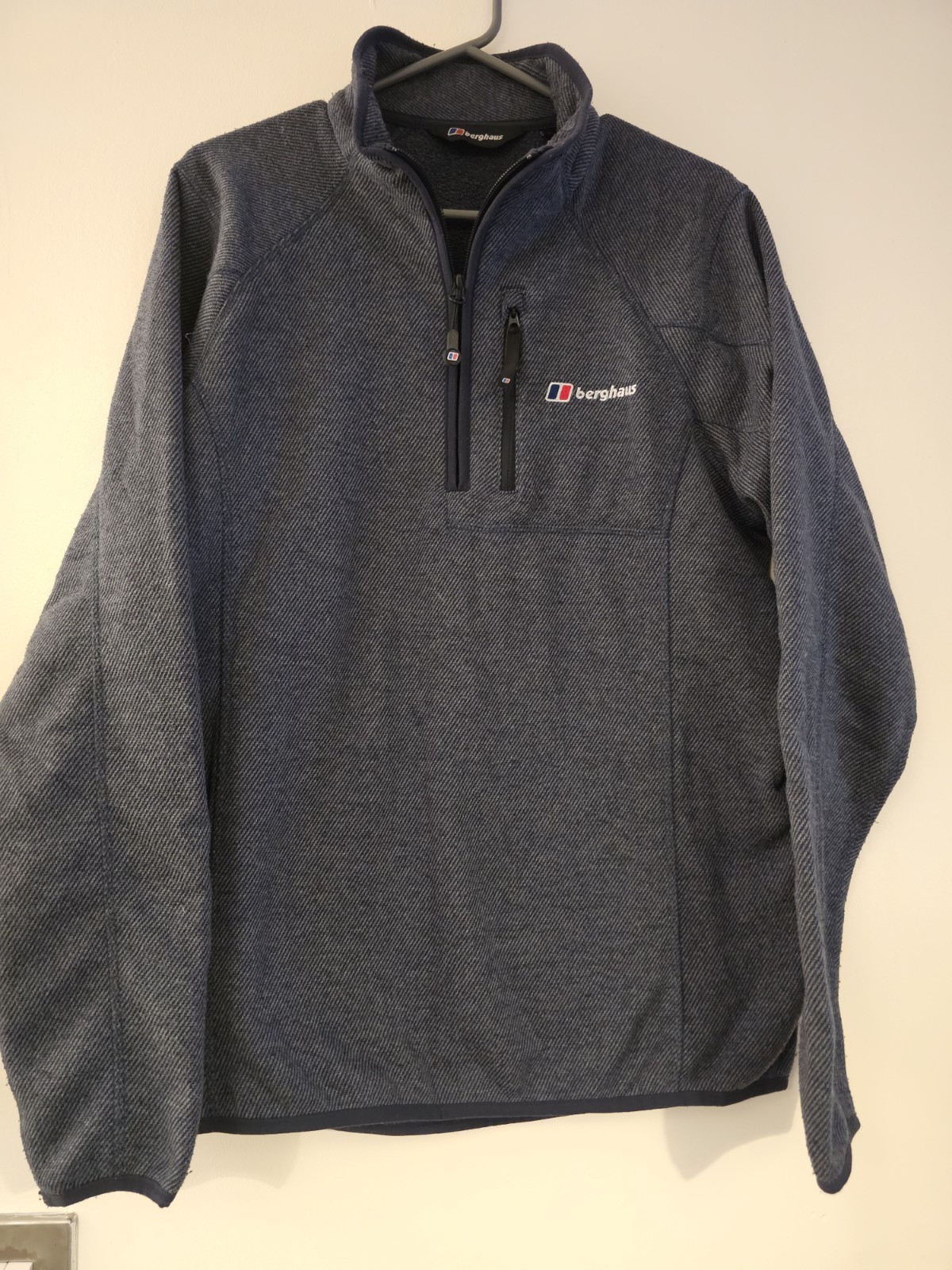 Berghaus 1/4 Zip Long Sleeve Fleece Mens Medium Grey/Blue Marl VGC!