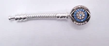 UNIVERSAL EXTENDER FOR CHARM BRACELET BLUE PAVED ZIRCON EVIL EYE CLASP 3.5CM