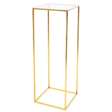 31 In. Tall Indoor/Outdoor Gold Metal Column Flower Plant Stand 1-Tiered 