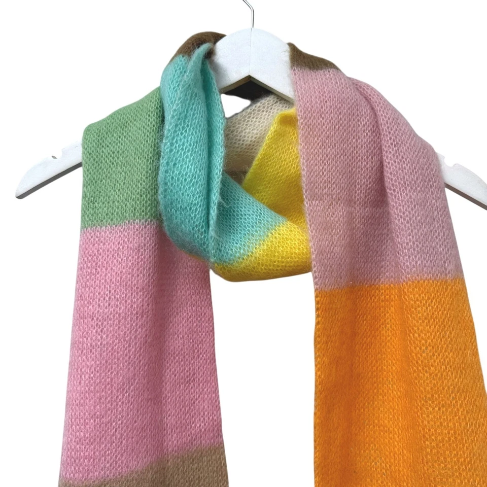 GAP Mohair Lana Bufanda Pastel Multicolor Rayas Suave Mujer Invierno Accesorio 78"L Foto 2 de 4