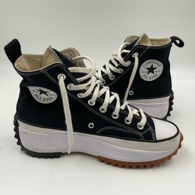 Converse Run Star Hike High Top Platform Sneakers Black White 166800C Womens 8.5