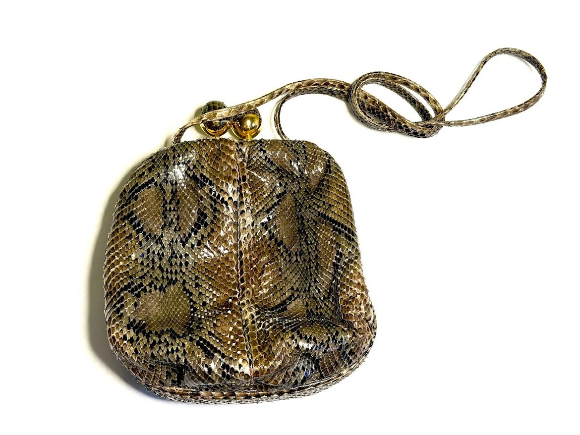 vintage Judith Leiber python bag with box, coin p… - image 3