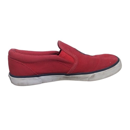 Polo Ralph Lauren -Polo Bear Harbour II Bear Canvas Slip-on Shoe Kids Size 1 Red - Picture 9 of 12