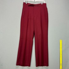 VTG 70s Rockabilly Womens High Rise Wide Leg Trouser Pants Crimson red 31" Waist