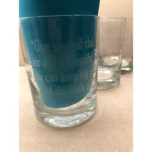 Golfers Quotes Etched Whiskey Glass Set Rock Tumblers Clear Glass Barware Set 6 - Picture 3 of 10